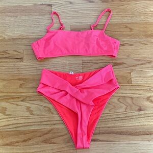 Aerie Bright Coral Bikini, size small and medium
